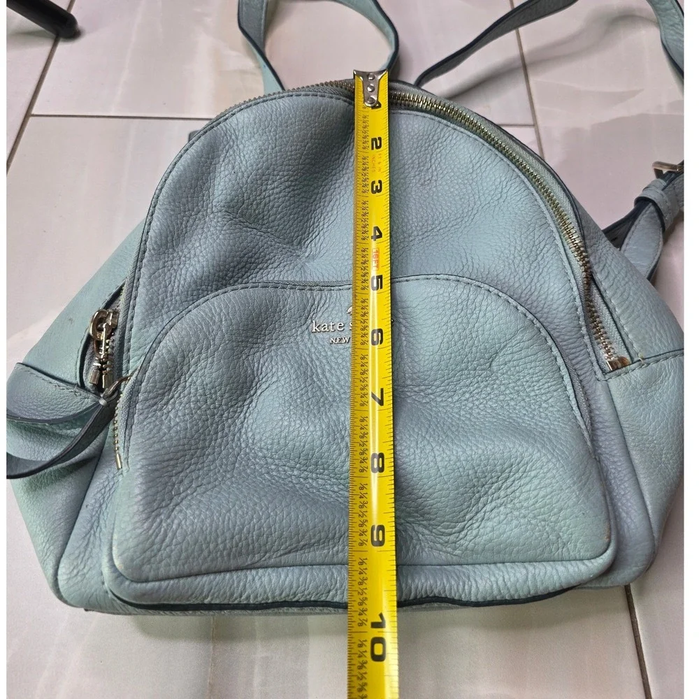 Kate‎ Spade New York Pebbled Leather Backpack Light Blue Gold Tone Hardware P4